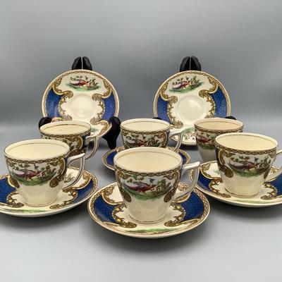 Myott Chelsea Bird Demitasse Cups And Saucers - Set Of 8 