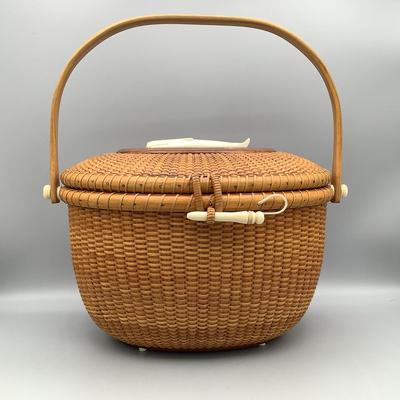 Nantucket Woven Oval Basket - Whale Accents 