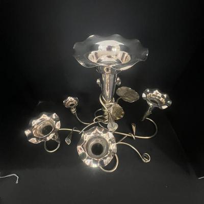 Floral Design Silver Colored Candle Holder