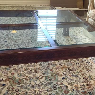 Large Wood And Glass Coffee Table 