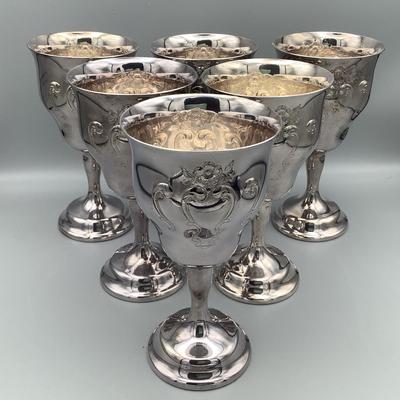 Six Gorham Silverplated Goblets  