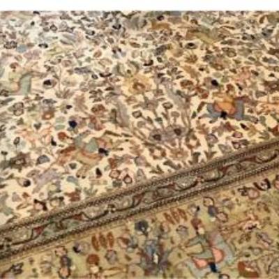 16’x11’9” Hand Knotted  Persian Tabriz Hunting Ground Carpet