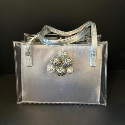 Vintage 1990's Stuart Wietzman Clear Vinyl & Silver Leather Bag