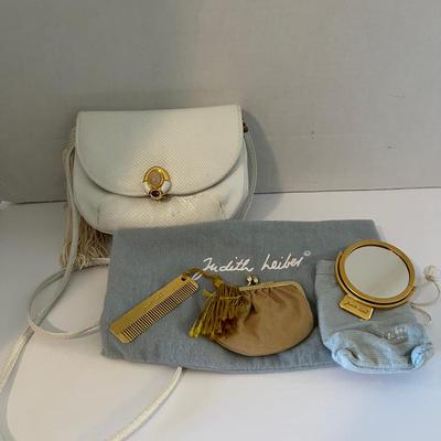 Judith Lieber White Bag with Accessories Authenticated