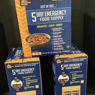Three Boxes Of Mountain House 5 Day Emergency Food Supply