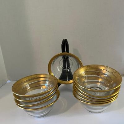 Set of 10 MCM  Dorothy Thorpe  Gold Rimmed Bowls