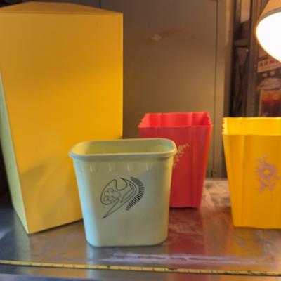 Vintage Plastic Garbage Cans & Hamper