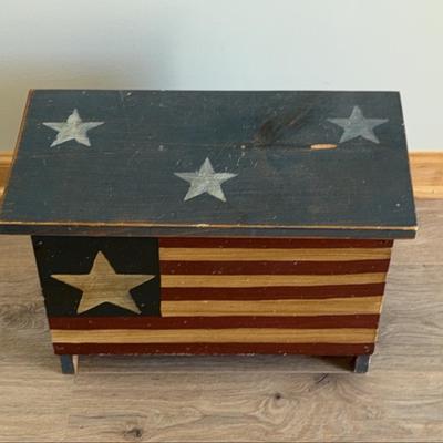 Small American Flag Painted Storage Chest