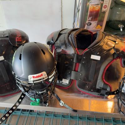 2 football Pads & Helmets