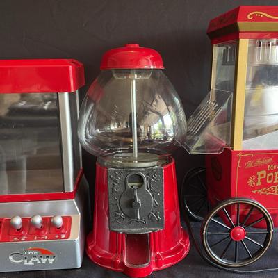 Party Time Lot! Gumball Machine, Table Top Claw Machine, And Mini Movie Time Popcorn Maker 