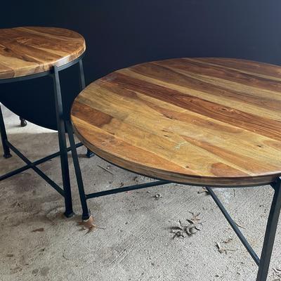 Matching Wooden & Metal Coffee & Side Tables