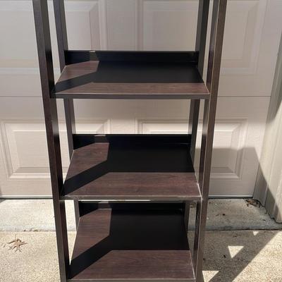 Slant Shelved Dark Wood Shelving Unit 