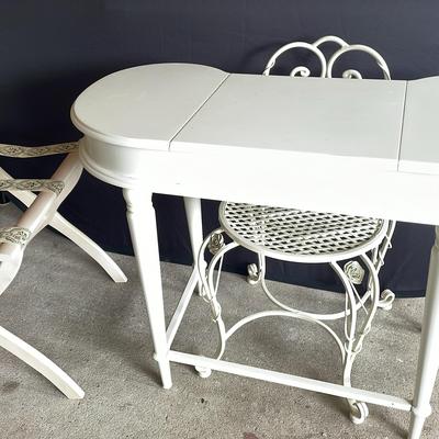 White Vanity Set With Iron Vanity Stool 