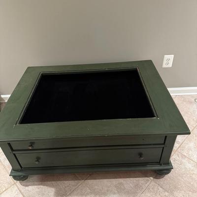Green Wood Curio Table 