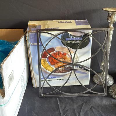 Assorted Candle Holder, Candle Making Supplies, & Fondue Plates 