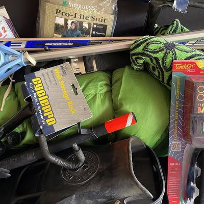 Mixed Outdoor Sports Including Sleeping Bag, Beach Towel, Scubapro Fins, Bike Mount