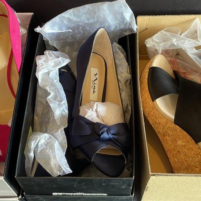 3 Pairs Of New In Box Women’s Heels & Wedges Size 6 Nine West, Nina New York, & Clark