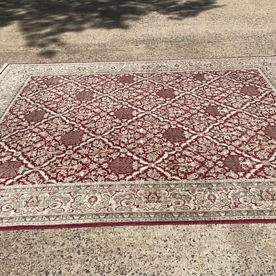 8’ X 10’ Red, Cream, Green Oriental Rug 
