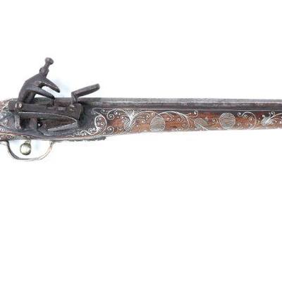 Lot 87 ornate turkish silver inlaid flintlock