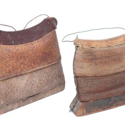 Lot 414 two filipino hand made rattan bamboo bags