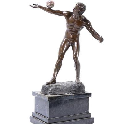 Lot 278 e hamburger ''ball balancing'' signed bronze sculpture