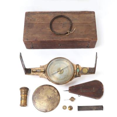 Lot 285 cased surveyor s compass by w&l gurley (ny)