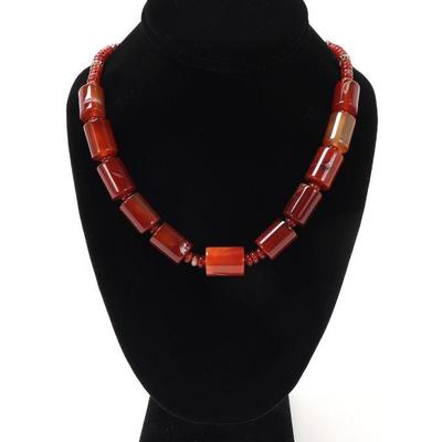 Lot 145 gorgeous carnelian agate beaded necklace