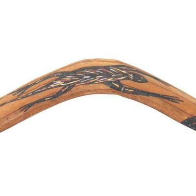 Lot 447 lizard painted aboriginal boomerang