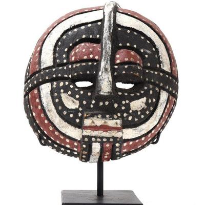 Lot 424 handsome polychrome painted wood carved mask wstand
