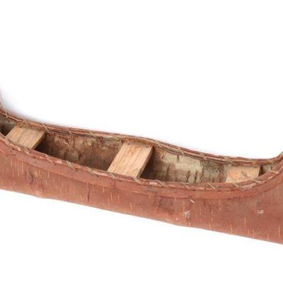Lot 262 vintage birch bark model canoe