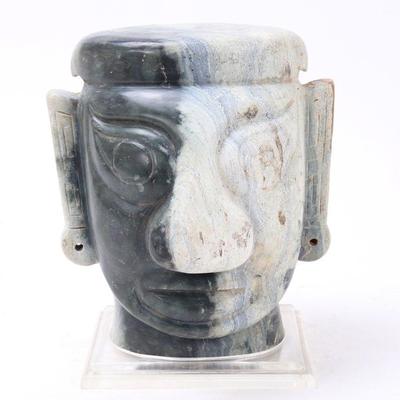 Lot 353 enormous chinese harstone carved head nearly 38lbs!