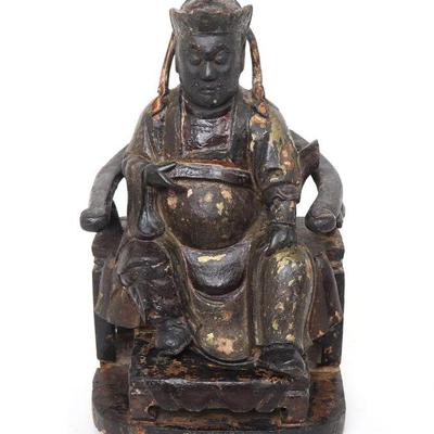 Lot 336 early wood carved seated buddha