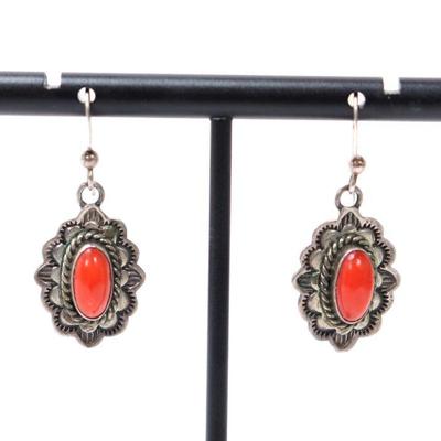 Lot 204 gorgeous sterling silver coral drop earrings