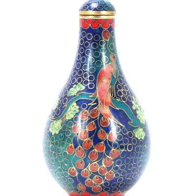 Lot 352 gorgeous deep blue chinese cloisonne snuff bottle