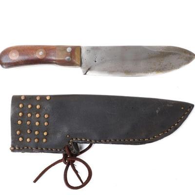 Lot 10 19th century hunting knife with leather sheath