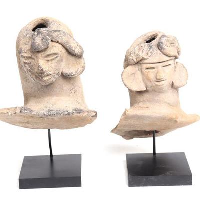 Lot 218 zapotec pottery figural urn heads