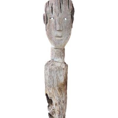 Lot 335 borneo wood carved guardian figure
