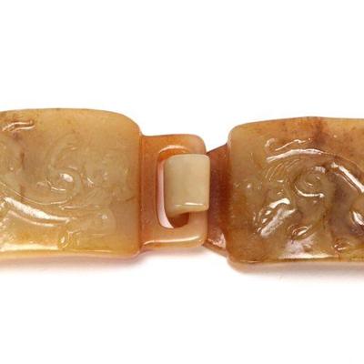 Lot 178 chinese dualling dragons jade belt buckle