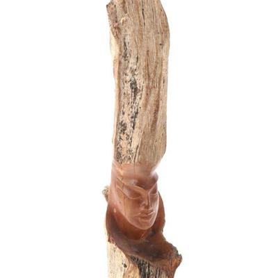 Lot 244 hand carved abstract wood bust signed