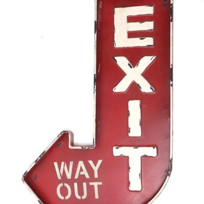 Lot 288 vintage iron red painted exit sign