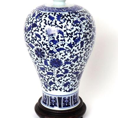Sale Photo Thumbnail #370: Lot 374 tall chinese blue white meiping porcelain vase