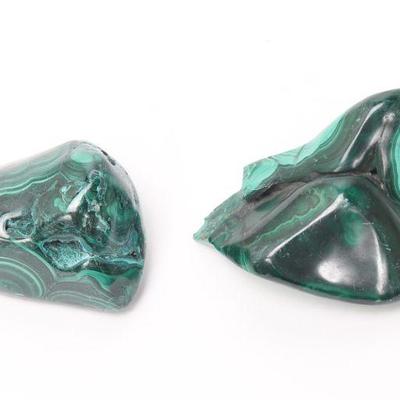 Sale Photo Thumbnail #308: Lot 311 two lovely polished pieces of malachite