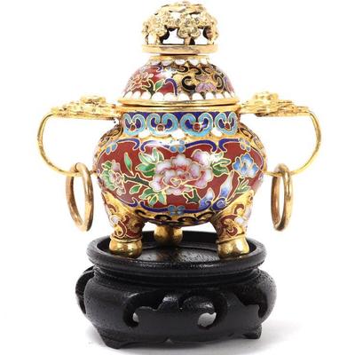 Sale Photo Thumbnail #352: Lot 356 chinese miniature champleve censer wstand