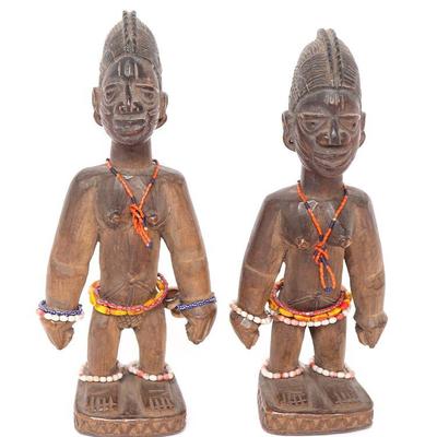 Lot 430 ibeji female twin figures with beads