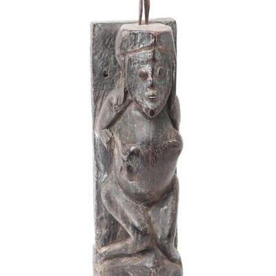 Lot 343 dayak wood carved rattan splitter guardian figure