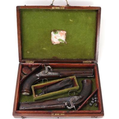 Lot 84 cased set of italian dueling pistols