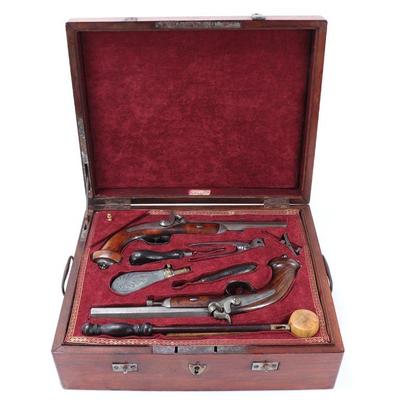 Lot 83 champaign cased set of officers dueling pistols