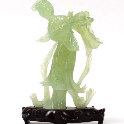 Lot 364 chinese serpentine guanyin statue with stand