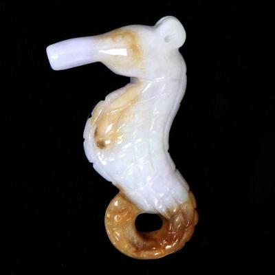 Lot 184 chinese white and brown jade style stone seahorse pendant