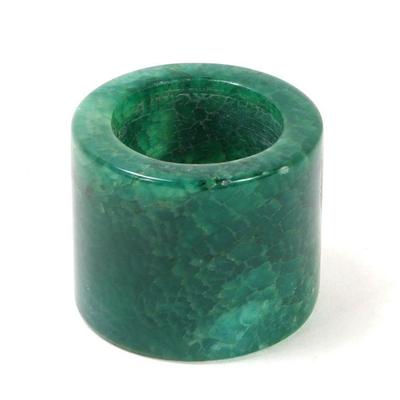 Lot 196 chinese bright green hardstone archers ring